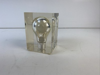 Vintage Glowing Light Bulb Pierre Giraudon Lucite sculpture 1970 s Retro 