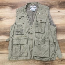 Field Stream Fishing Vest XL Utility Multi Pocket Cotton Mesh Khaki Tan Vtg