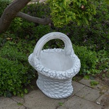 Pot de fleurs panier à fleurs jardinière en fonte de pierre, H. 40 cm, 15 kg,...