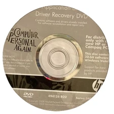 HP Windows Vista Application And Driver Recovery 32-bit DVD