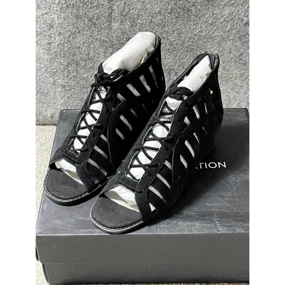 Sandalias Gladiador Con Cordones Talla 5.5 Boho Edgy Festival Chic Gamuza Bruja Oscura Foto 2 de 4