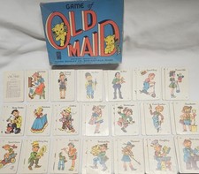Vintage 1940's Old Maid Card Game Complete 19 Pairs w/Instruction Card  Box
