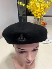 Vivienne Westwood Beret hat Cap Black Orb Embroidery Wool Ladies S-M