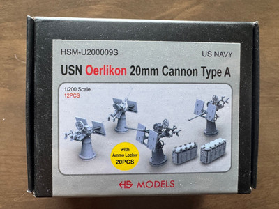 1/200 HS Models 20mm USN Oerlikon 20mm Cannon Type A With 20 Ammo Lockers