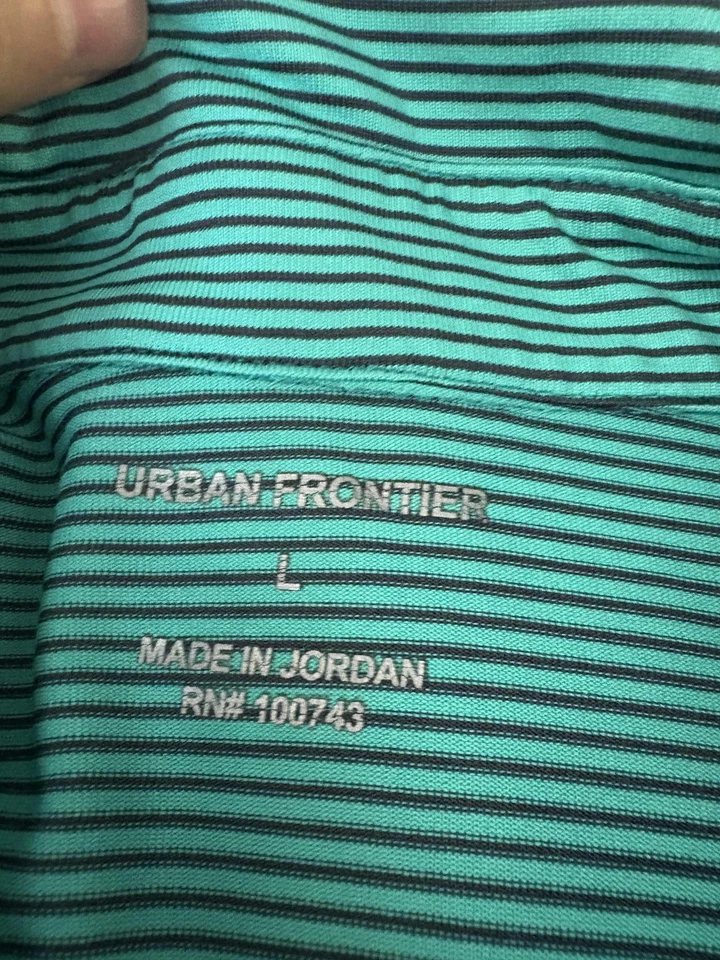 Camisa Polo Urban Frontier Para Hombre Grande Verde Azul Rayas Golf Rendimiento Verano Foto 2 de 4
