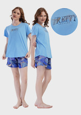 Damen-Baumwollpyjama, Kurzarm, kurze Hose, bequem, Gr&ouml;&szlig;e 2XL, Vienetta