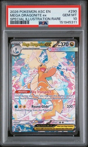 2026 POKEMON ASC EN-SPECIAL ILLUSTRATION RARE #290 MEGA DRAGONITE EX PSA 10