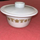 Beautiful Vintage Pyrex Golden Butterfly Gold Butter Tub Dish with Plastic Lid