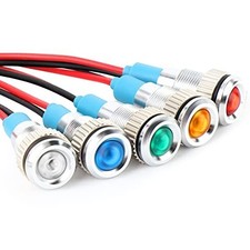 5 PCS 8mm LED Indicator Light, 12V, Energy Saving, Flush Mount