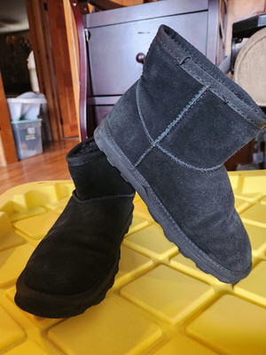 TimeTrue Classic Mini Black Suede Shearling Lined Ankle Boots Women's Size 6