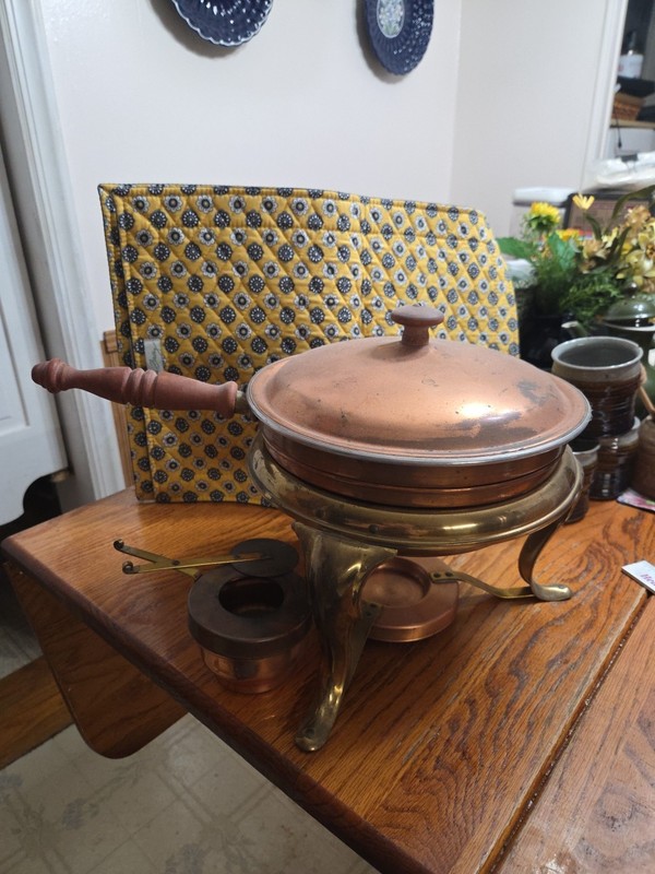 Copper and Brass Fondue Pot Vintage
