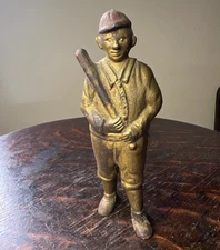 Antique 1920's AC Williams Baseball Player Cast Iron Penny Coin Bank - TY COBB