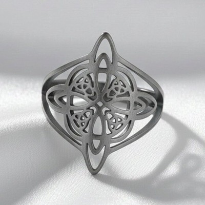 Silver Stainless Steel Witch Celtic Viking Cross Knot Fashion Ring Size 8 NWOT