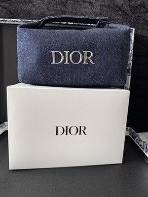 Christian Dior Cosmetic Makeup Bag Pouch With Top Handle New in Box!~ Blue