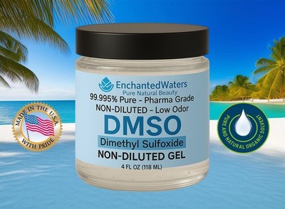 DMSO Gel 99.995% Pure Dimethyl Sulfoxide Low Odor   Non-Diluted   4 oz Glass Jar