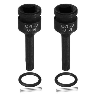 2pcs 1/2'' Drive M10 Triple Square Impact Spline Bit Socket 10mm CR-MO Steel,