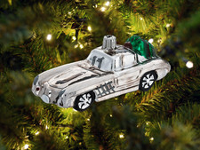 Mercedes-Benz 300 SL Christmas Ornament  Hand-Painted Glass Bauble  Silver