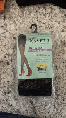 Spanx Assets Shaping Tights Textured Wishbone Black Size 2 Tummy Control