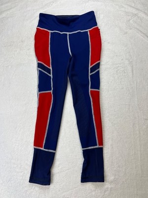 Dover Saddlery Horse Riding Sport Red Blue Leggings SMALL Equestrian Breeches