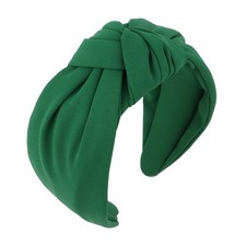 Green Knotted Wide Headband for Women Non Slip Fashion Top Knot Hair Band