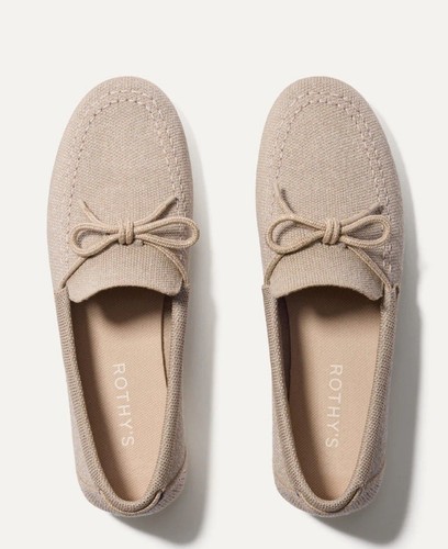 Rothy's Women's The Boat Shoes Shimmer Sand Bow Loafer Size 7