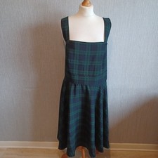 Joe Browns Women’s Blue Green Tartan Pinafore Dress UK 20 Pockets Check