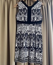 David Lawrence Dress Womens 8 Black & White Sleeveless Mid Length A-Line