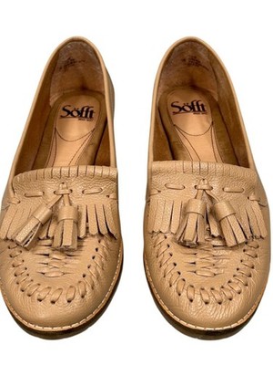 Sofft Nadie Tan Leather Tassel Moccasin Driving Loafers Size 7.5