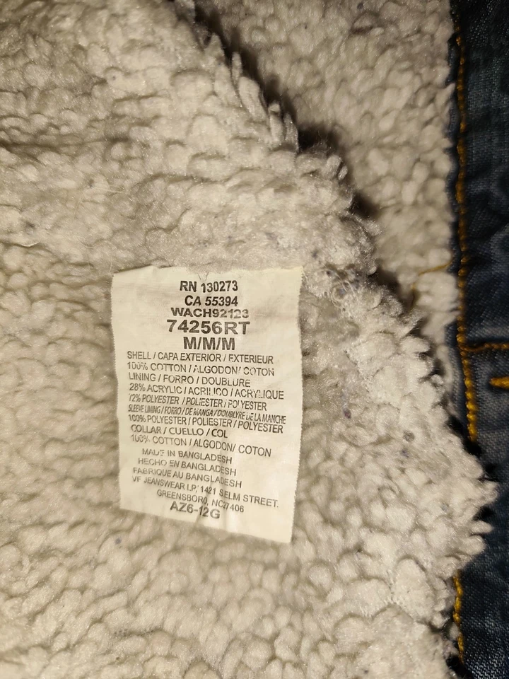 Wrangler Sherpa Lined Denim Jacket – Authentic Western – Size M – Vintage #399 - Imagen 3 de 4