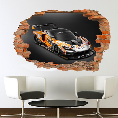 SUPER BRITISCHER RENNWAGEN WANDAUFKLEBER 3D KUNST WANDBILD ZIMMER BÜRO WOHNDEKO TH6