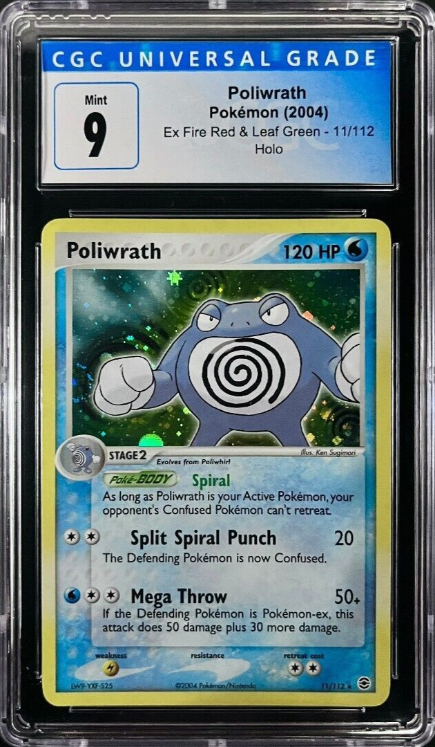 Pokemon CGC 9 Mint Poliwrath 11/112 Holo Rare Ex Fire Red & Leaf Green