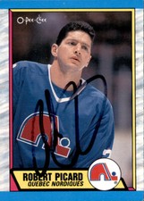 Robert Picard Signed Auto 1989-90 O-Pee-Chee card Quebec Nordiques