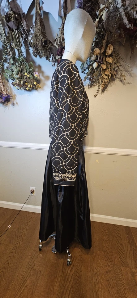 复古两件黑色和金色 Jack Bryan 正装裙套装 Mkd 尺寸 16... — 第 4/4 张图片