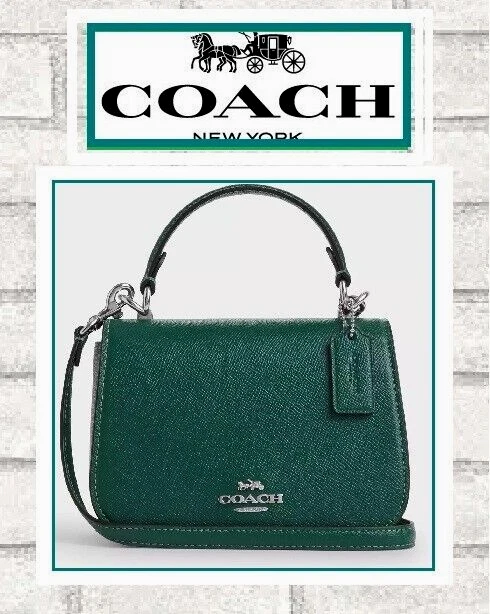 NWT COACH LYSA Top Handle Mini Satchel X-Body Bag CX576 EMERALD X-grain Leather