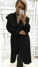 Women Italian Long Duster Jacket Ladies French Belted Trench Waterfall Coat