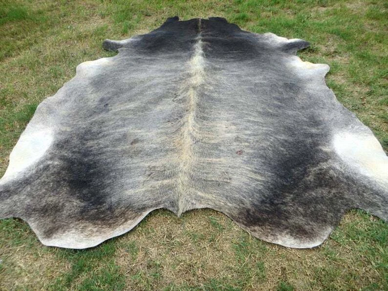 优惠!! 大号深灰色牛皮地毯天然牛皮牛皮隐藏皮肤 RT — 第 3/4 张图片