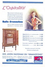 PUBBLICITA'1932 LA VOCE DEL PADRONE RADIO GRAMMONO MODELLI R.E.I.75 AUTOINCISORE