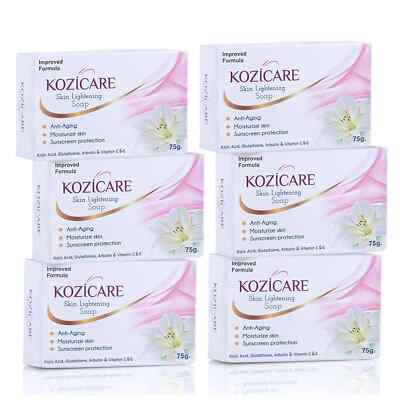 6 X Kozicare Hautaufhellungsseife 75 g mit Kojisäure, Vitamin E kostenloser V...