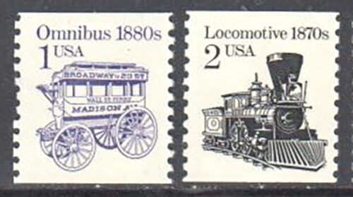 SC#2225 & 2226 - 1c Omnibus & 2c Locomotive Coil Single Duo MNH - Picture 1 of 1