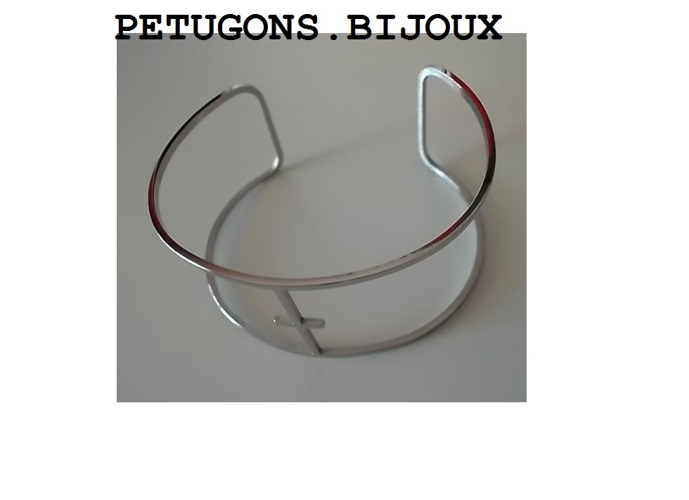 Bracelet jonc croix fin en acier inoxydable doré brossé chic de 62mm
