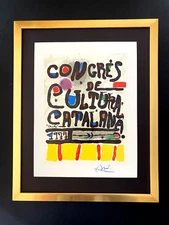 JOAN MIRO 1975 BEAUTIFUL SIGNED PRINT+  MOUNTED & FRAMED + CULTURA CATALANA