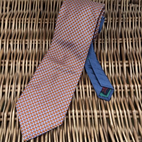Designer Tommy Hilfiger Orange Geometric 100% Silk Necktie Tie *IMMACULATE - Picture 1 of 7