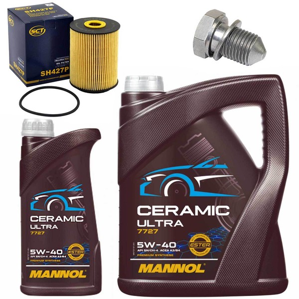 MotoröL Filter Set Mannol 5W-40 6 Liter + Schraube FüR Vw Sharan Phaeton 2.8 3.2-image