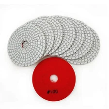 SHDIATOOL 8Pcs 4 Inch Diamond Wet Polishing Pads with White Bond Grit 100 for...
