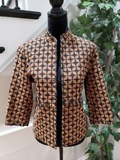 Multiples Women's Brown Black Floral Lined Long Sleeve Open Front Blazer Size M