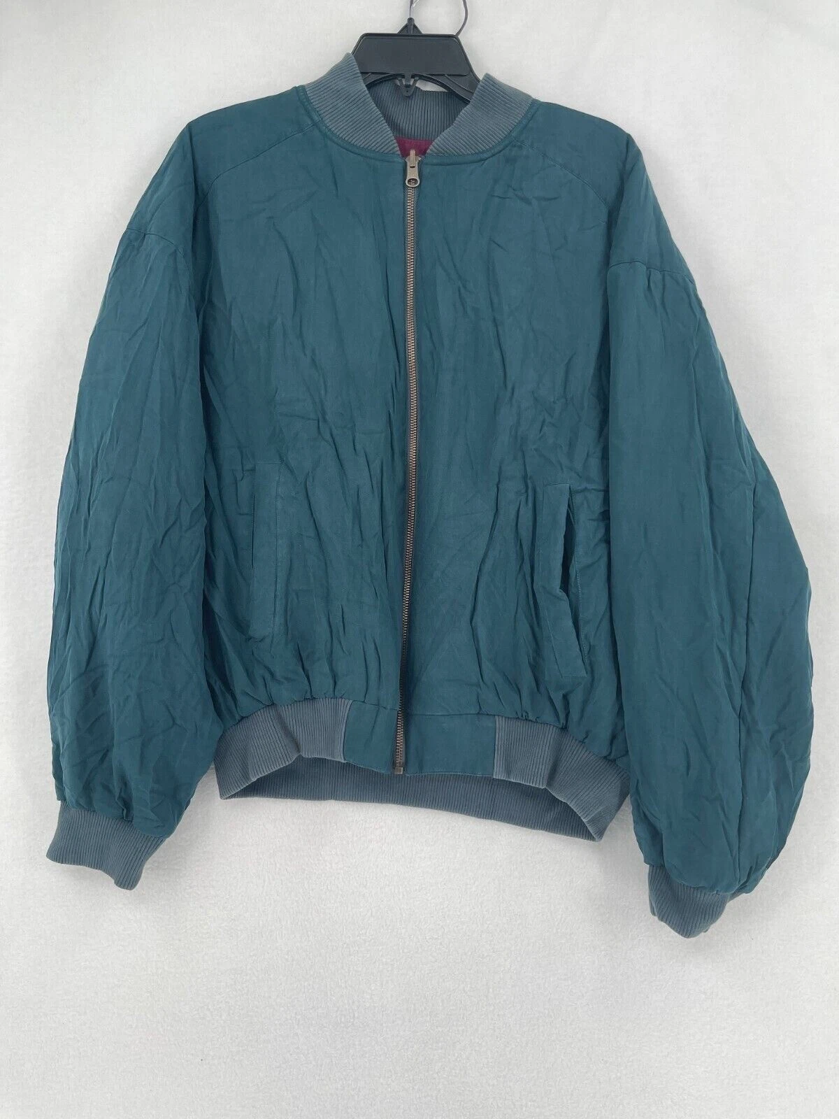 Mens Jacket Long Sleeves Full Zip Front Color Blue Casual Cuffed