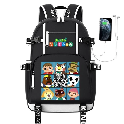 Mochila USB Animal Crossing Bolsas Escolares Duraderas Laptop Bolsas de Viaje Mochila