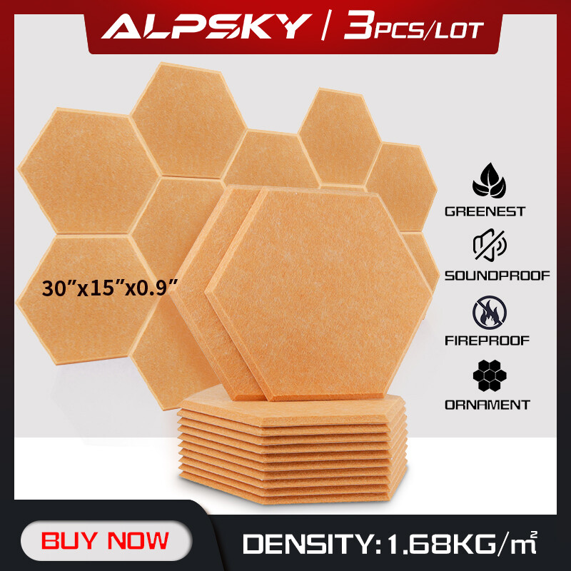 3Pcs Hexagon High Density Strong Sound Proof Acoustic Panel Home Decor Boards