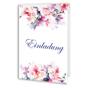 Einladungen Zur Hochzeit Blumen Aquarell Klappkarten Einladungskarten Ebay