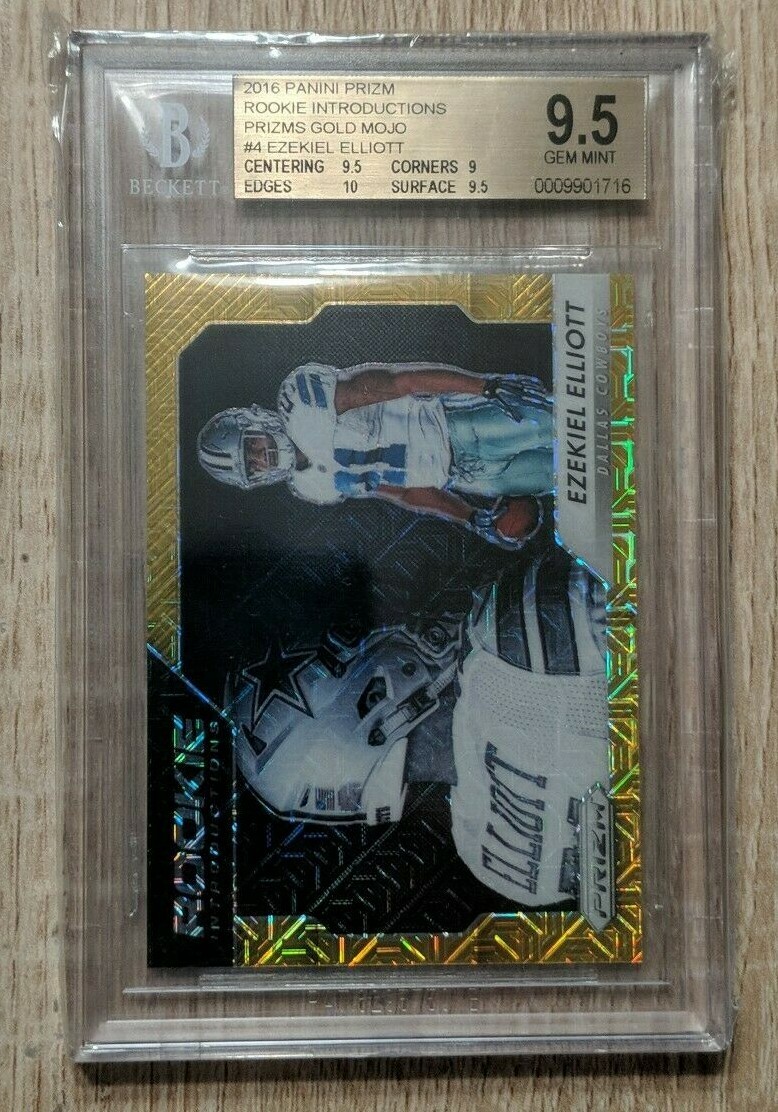 EZEKIEL ELLIOTT COWBOYS 2016 PRIZM ROOKIE INTRODUCTIONS PRIZMS GOLD 5/10 BGS 9.5